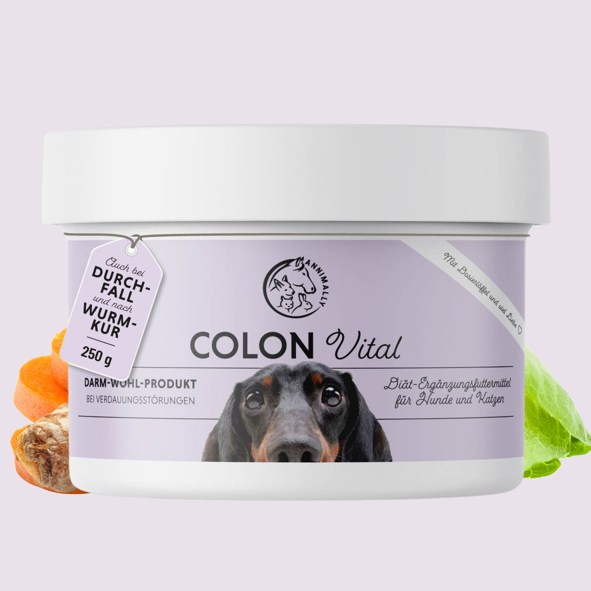 Colon Vital Pulver für Hunde – Nahrungsergänzungsmittel für eine gesunde Darmflora | Annimally