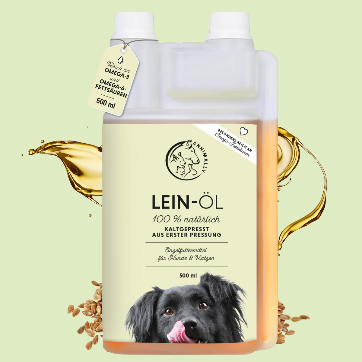 Leinöl für Hunde, Katzen & Pferde