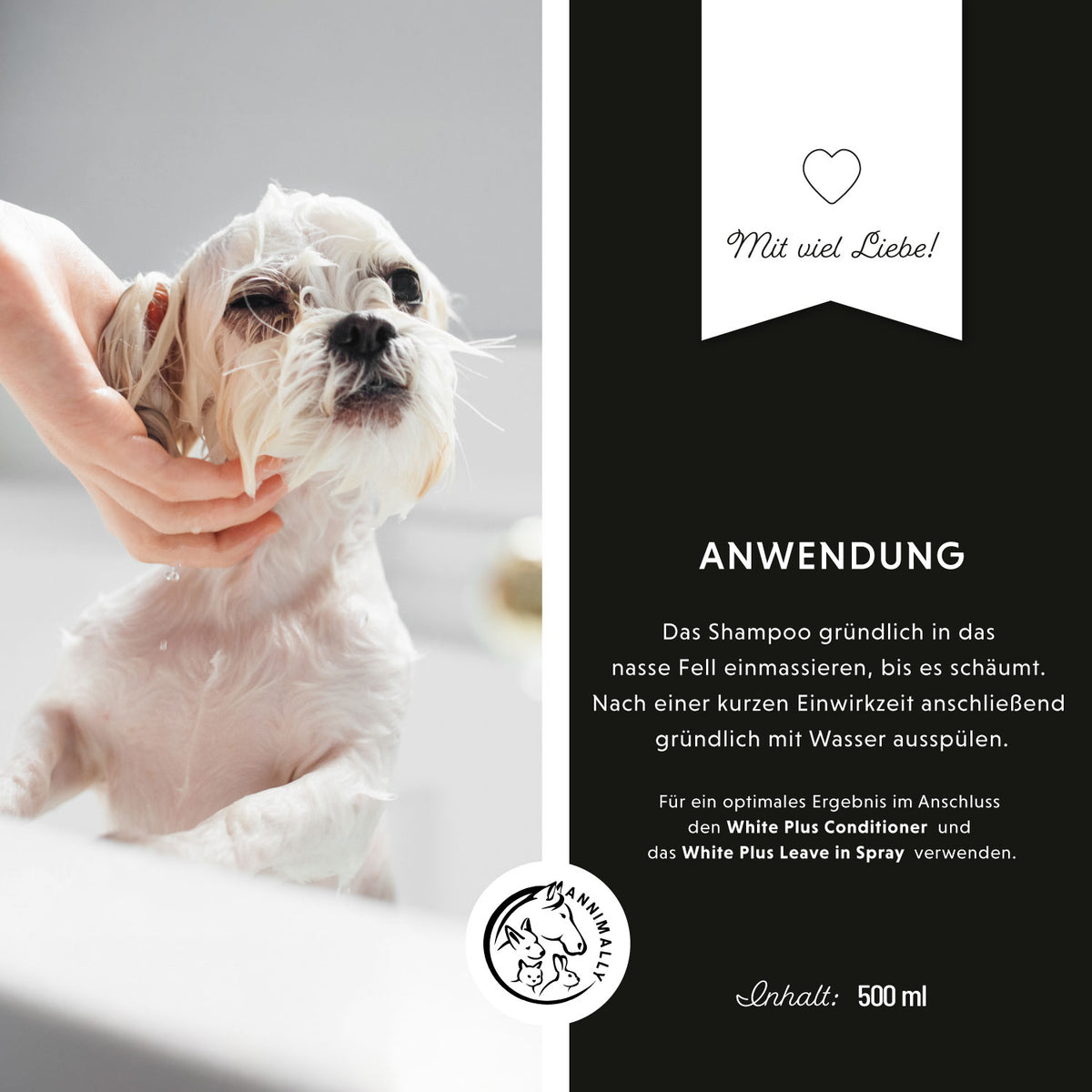 Pflegeprodukt für Hunde: White Plus Shampoo für weißes & helles Fell