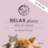 Etikett unserer Rescue Tropfen für Katzen und Hunde